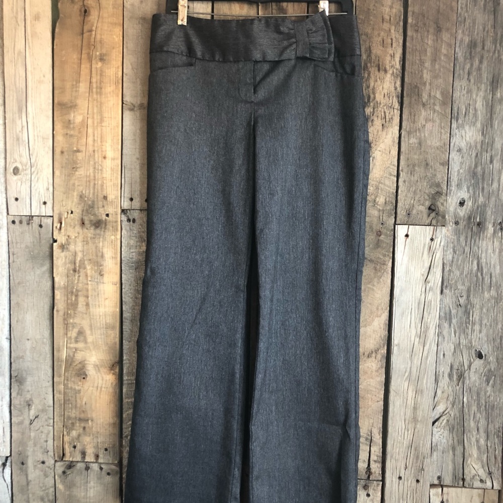 The limited flared gray pants.